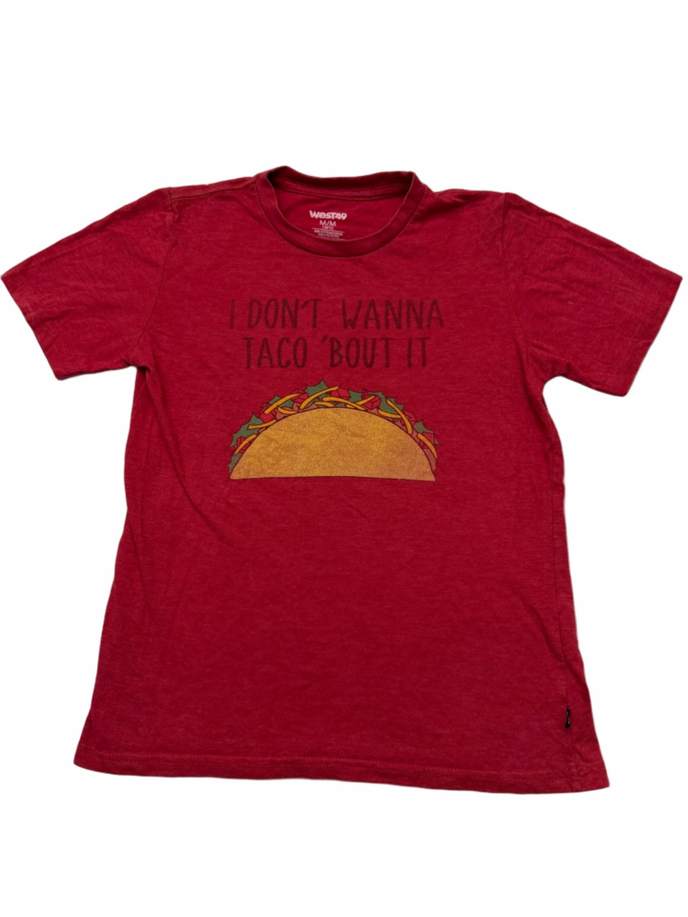 West 49 Kids' Red Taco Graphic Tee I Don't Wanna Taco 'Bout It Size Medium 10-12